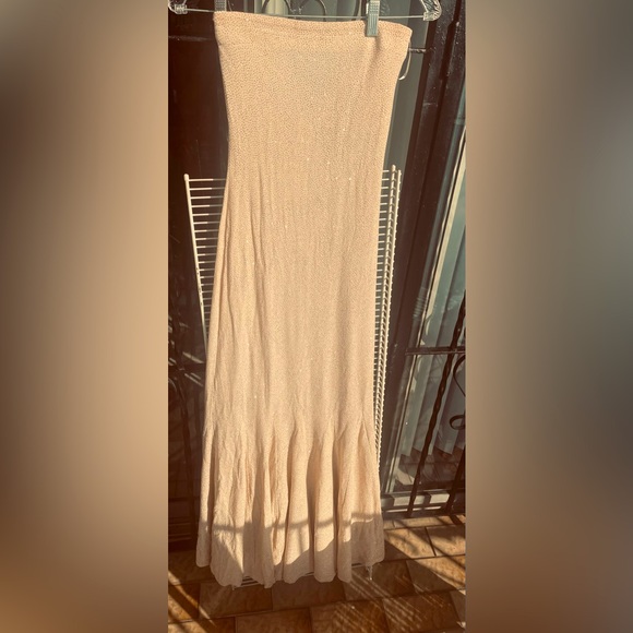 Jessica McClintock Y2K Mermaid Dress GoldGlitterCream Size4 Host Pick Bridesmaid - Picture 1 of 9